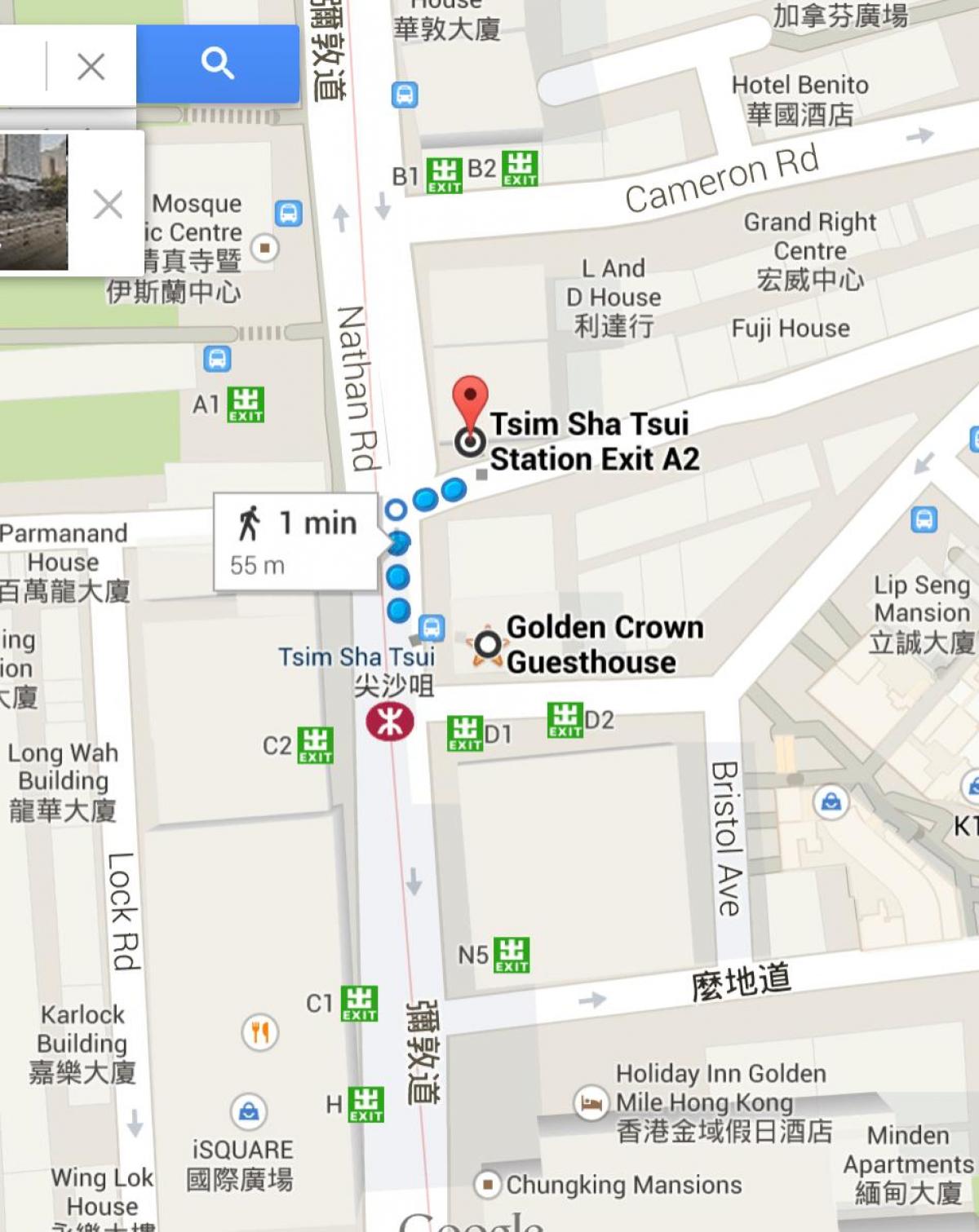 Tsim Ша Цуи MTR станица на мапа