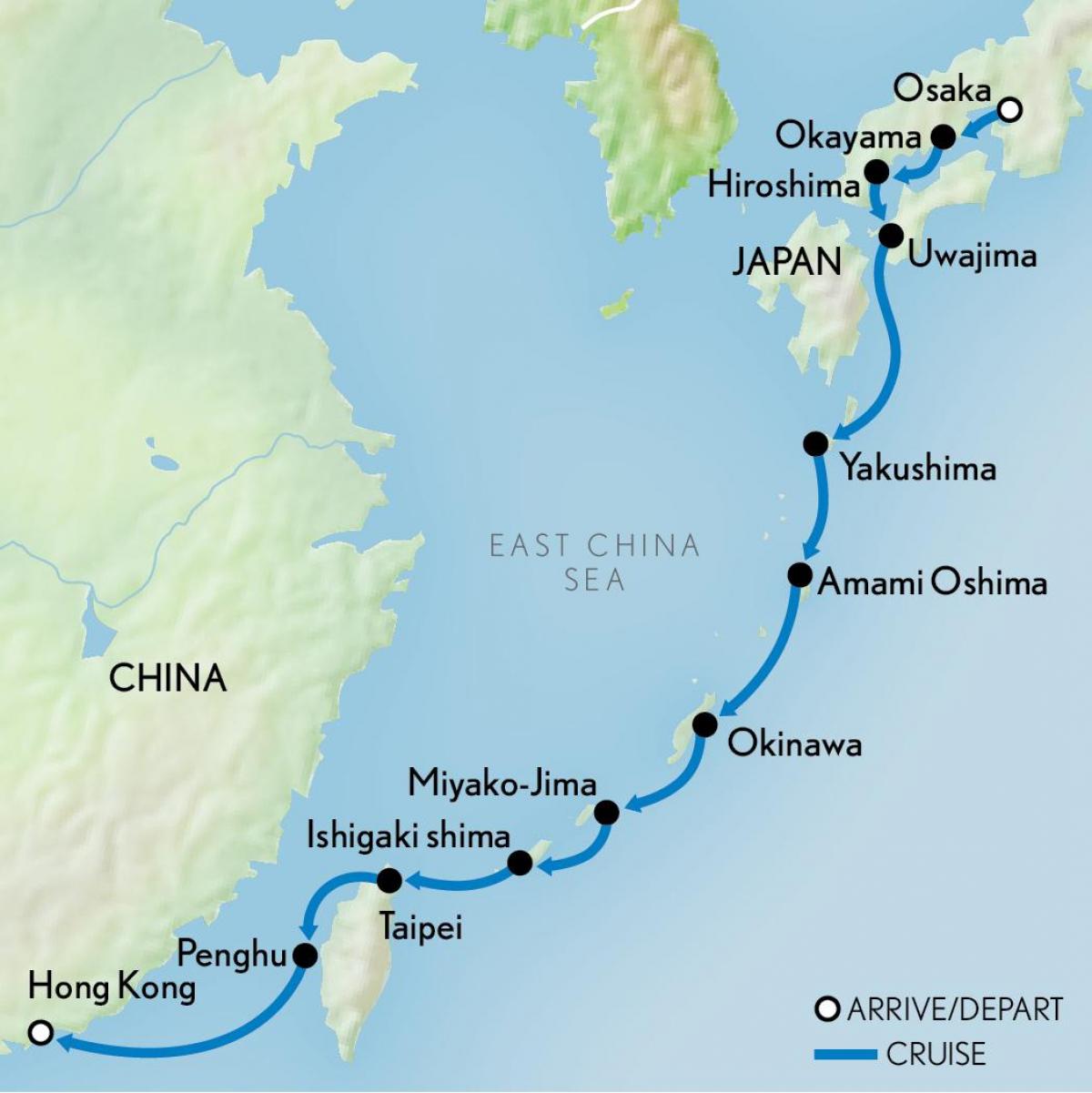 карта на Хонг Конг и јапонија