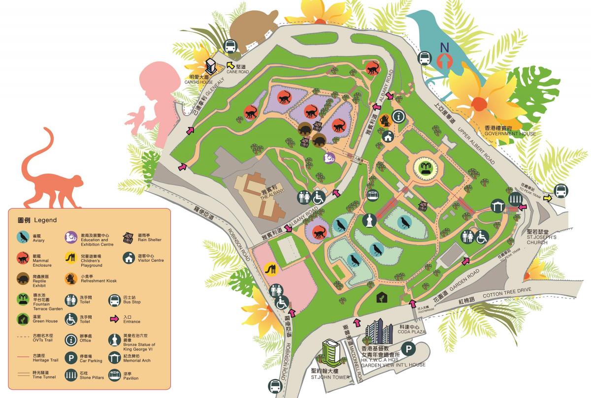 карта на Хонг Конг зоолошки и ботанички градини
