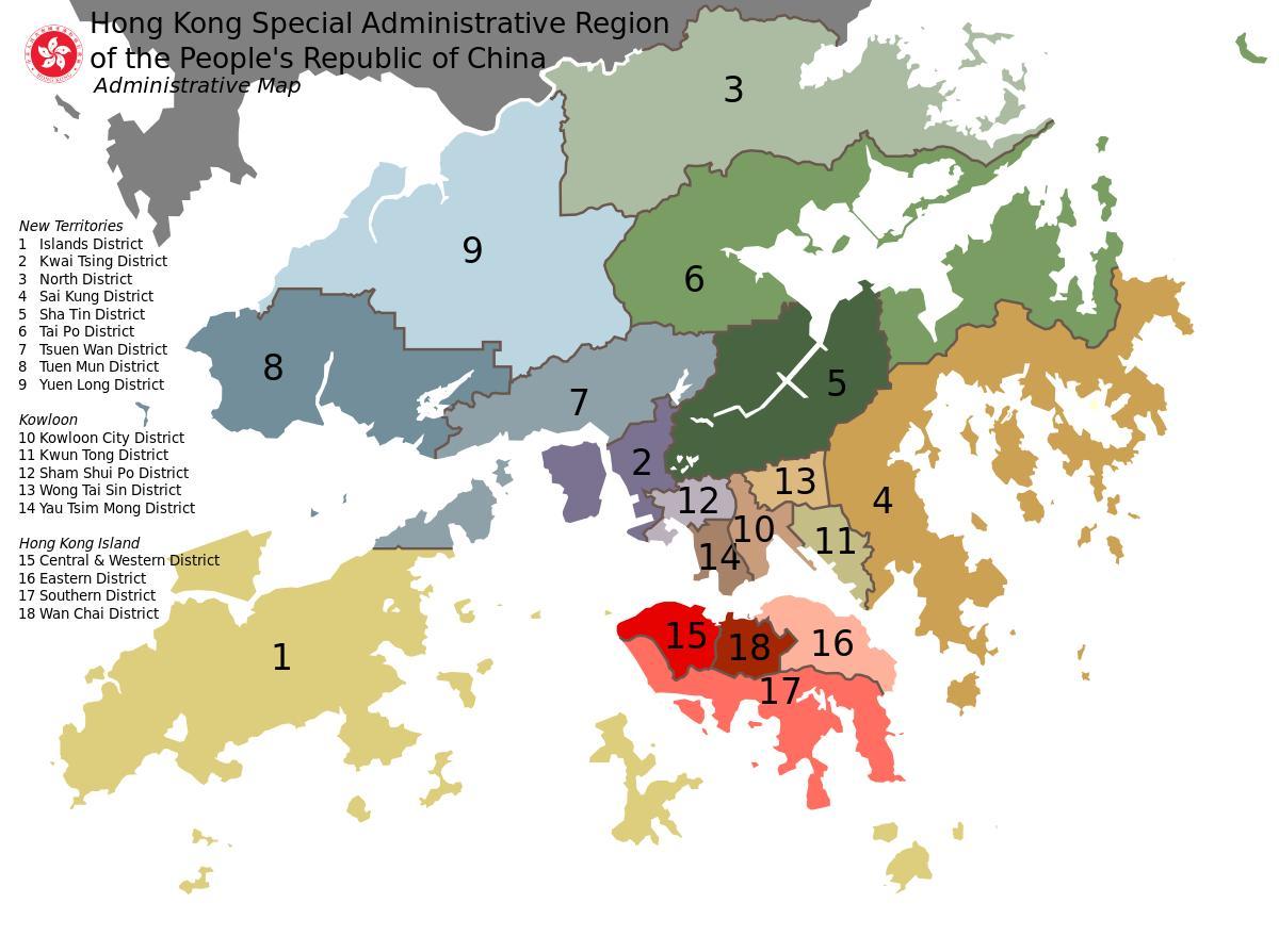 карта на Хонг Конг населби
