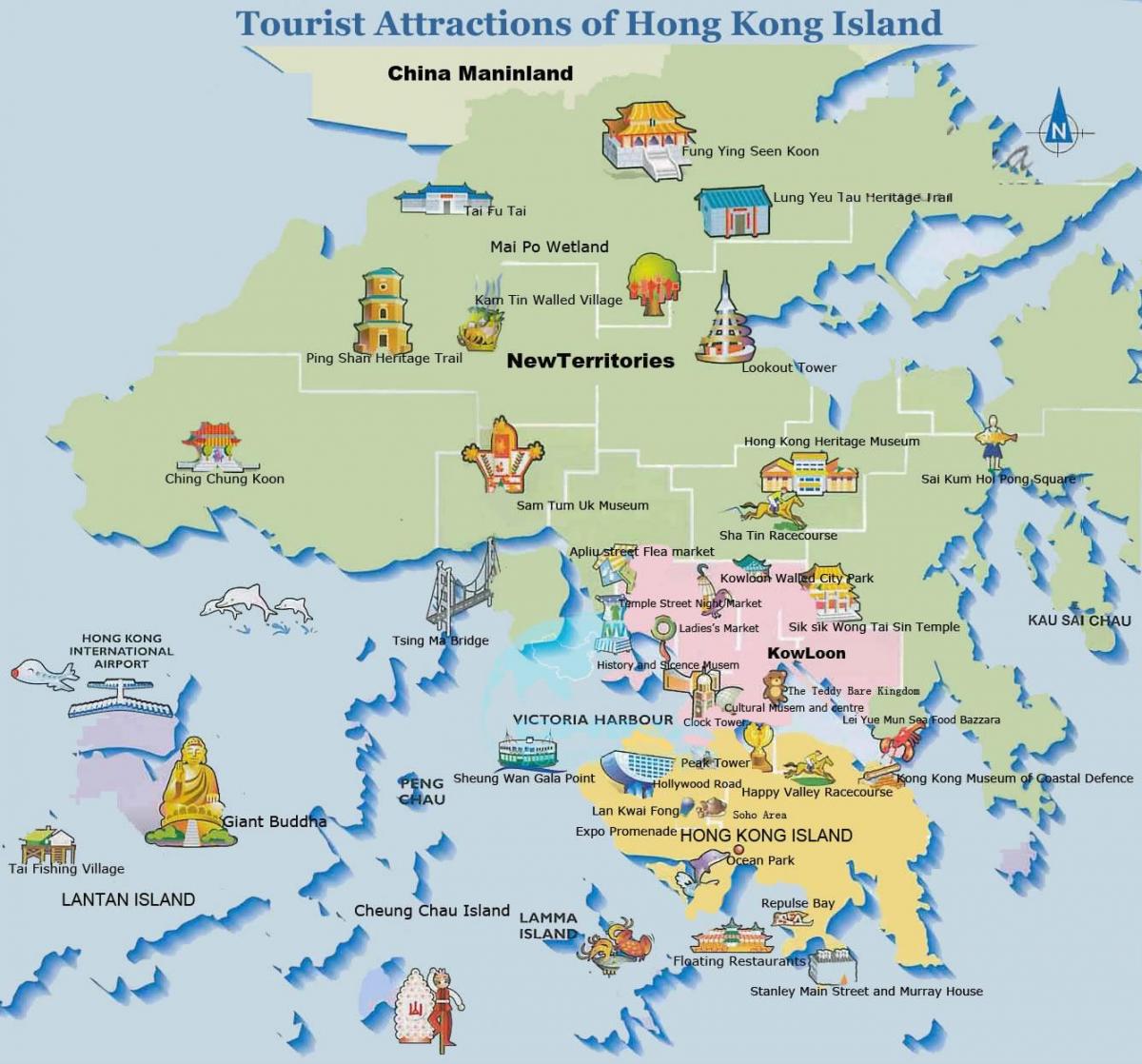 туристичка карта на Хонг Конг