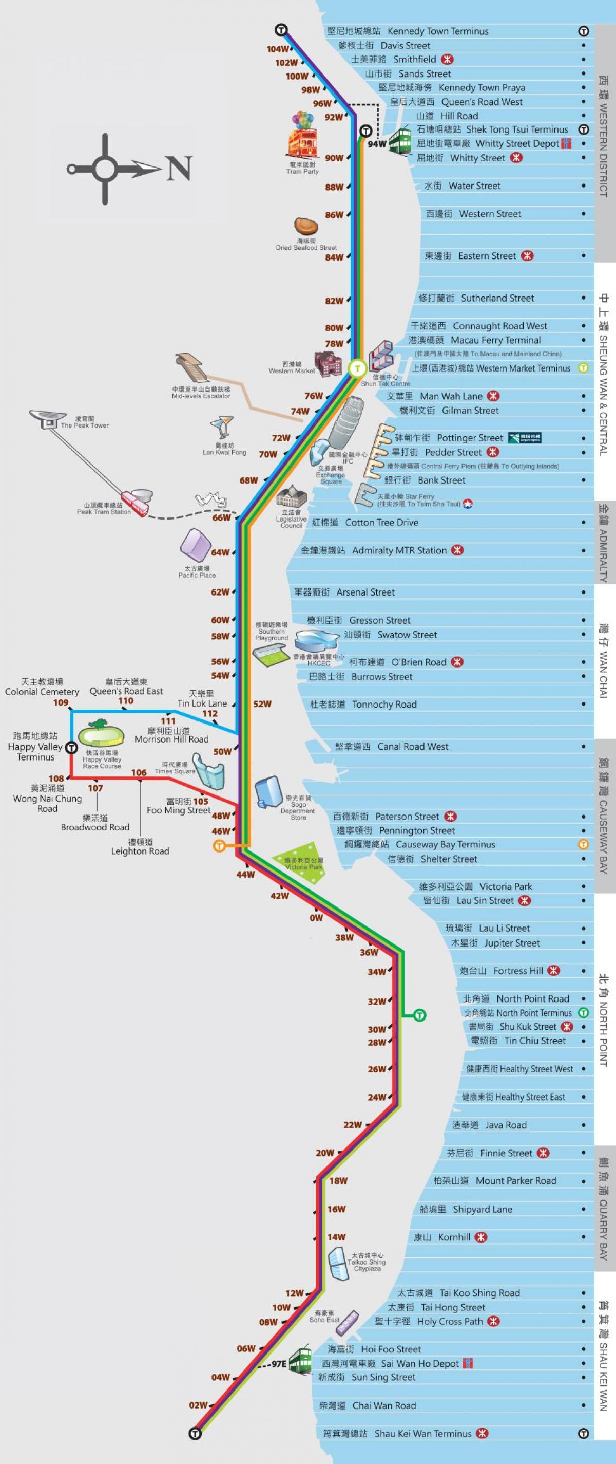 Хонг Конг динг динг трамвај мапа