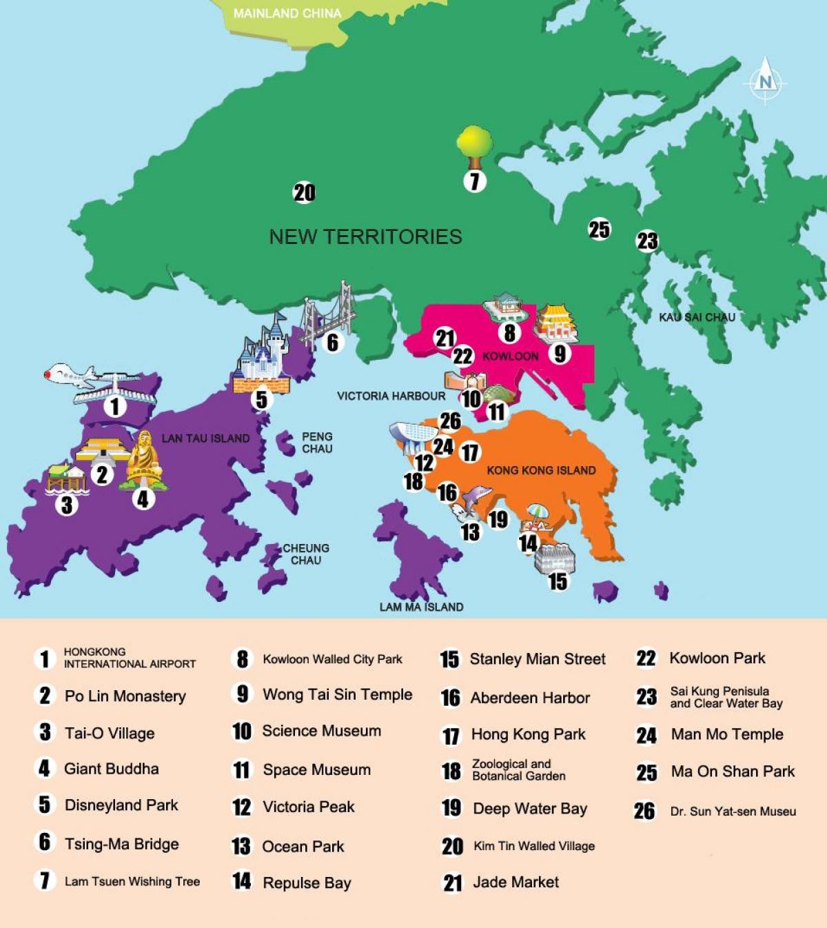 карта на нови територии Хонг Конг