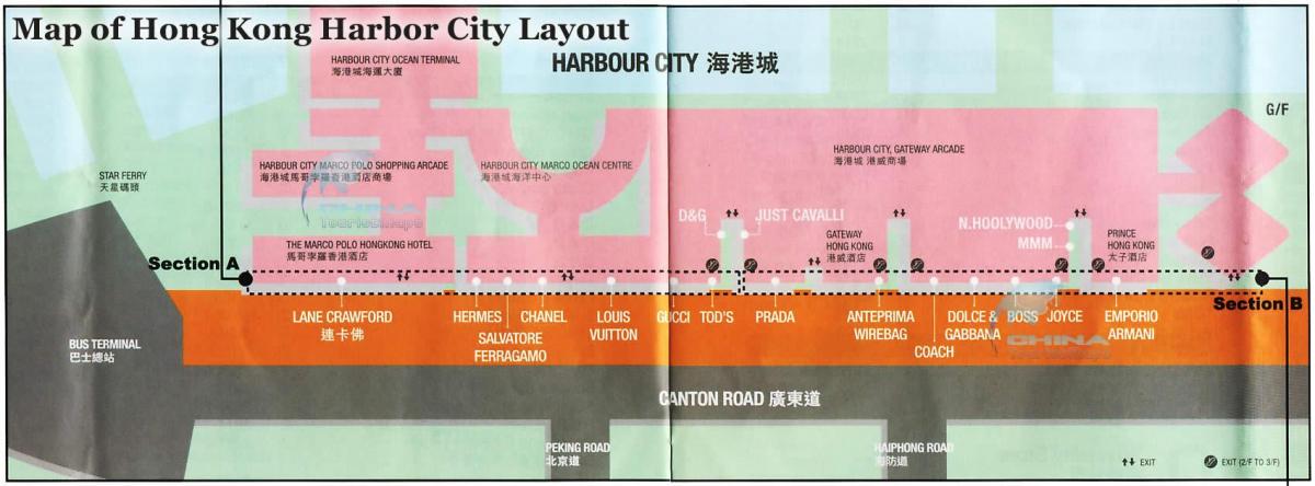 карта на пристаништето на градот Хонг Конг