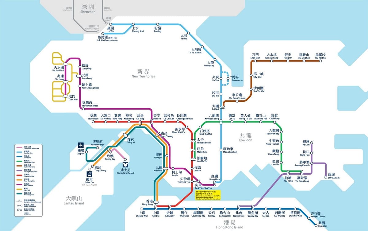 HK мапата MTR