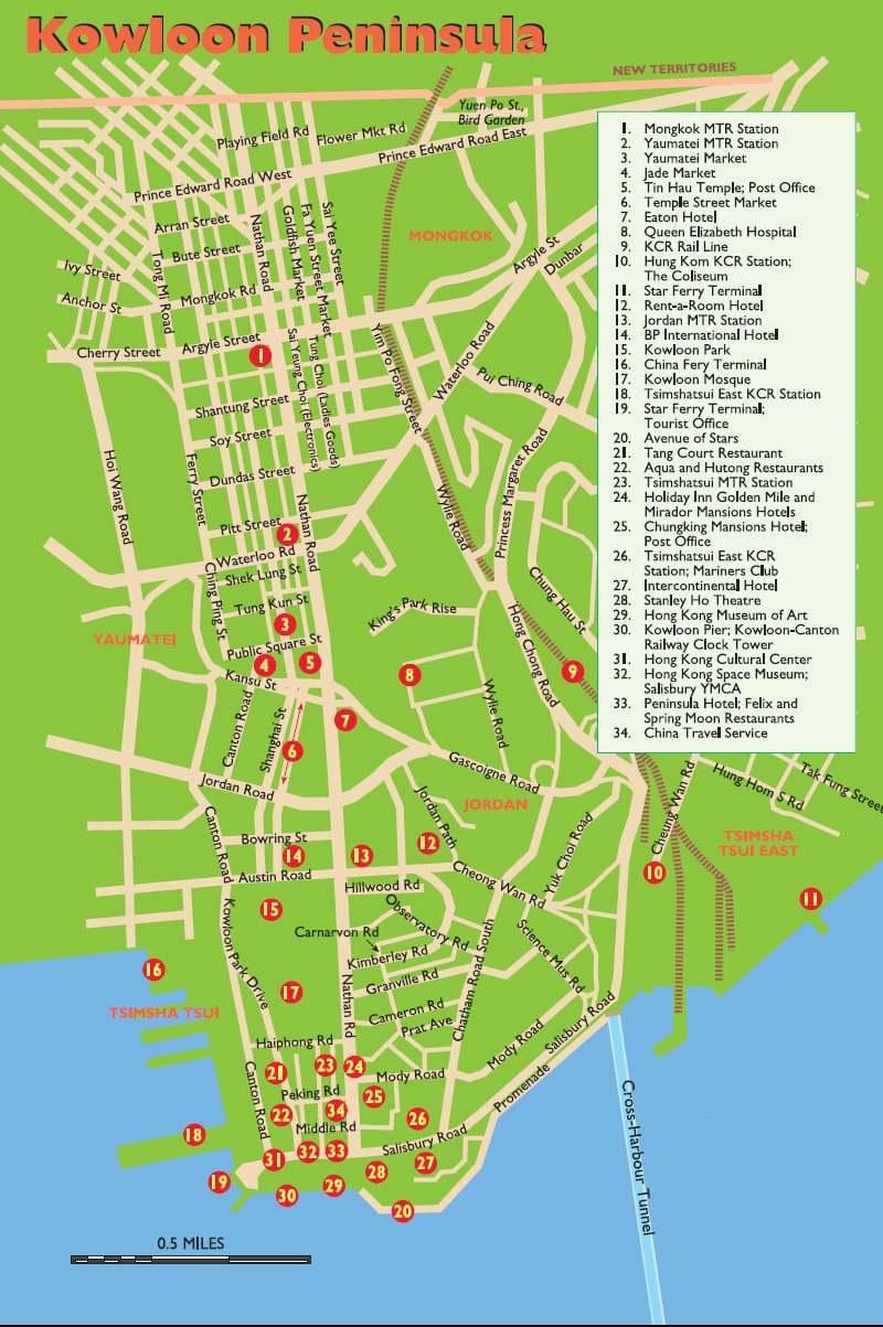 Kowloon атракции на мапата