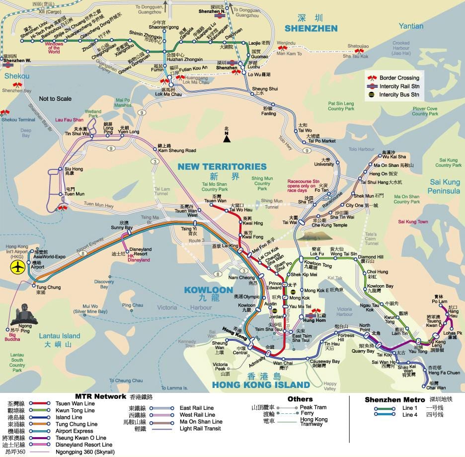 MTR карта на Хонг Конг