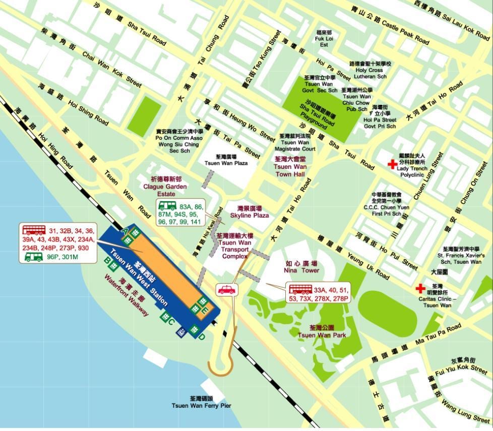 Tsuen Wan Запад станица на мапа